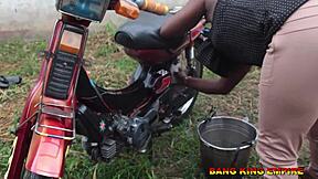 i begged for hardcore after washing motorcycle. he slammed me with big black cock!