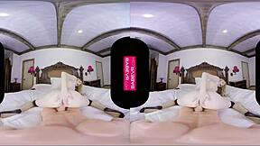 ivy jones uses dildo to masturbate her big tits and pussy in vr reality