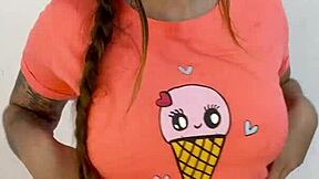 Beautiful latina teen 18+ proudly displays her big tits for her followers