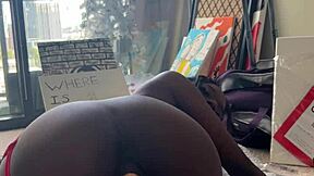 Ebony Struggles With Intense Fuck Machine