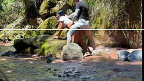 Unbelievable! Amateur Colombian couple films steamy action with stepbrother by the river!