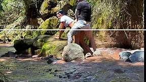 Unbelievable! Amateur Colombian couple films steamy action with stepbrother by the river!