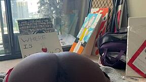 Ebony Struggles With Intense Fuck Machine