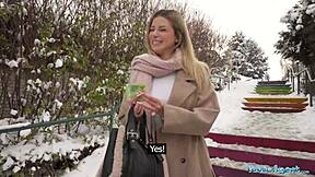 public agent meets cute blonde for outdoor pov blowjob and hardcore sex with big dick in tight pussy