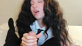 Shy school-girl bends over for a quick fuck before parents return.