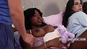 at slumber party, cute teens experience free use fucking with voyeur kink