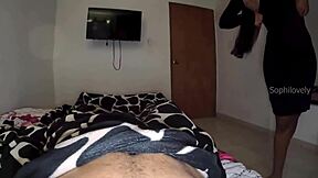 Sexy Girl In Black Dress Fucked With Panties Aside