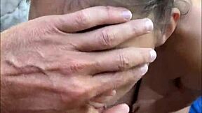 risky beach blowjob with sloppy teen model pov