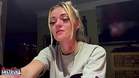 i watch this petite blonde finger her shaved pussy deep