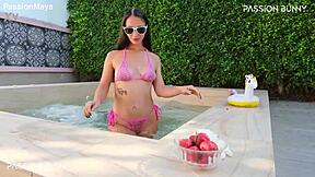 Chilling In Bikini This Morning, Flashing Neighbors Outdoors With Berries Around 😊