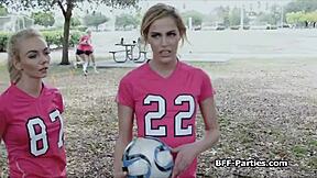 Wow, get blown by these sexy soccer babes in uniforms!