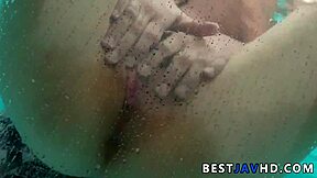 Blowjob from Asian beauties after intense Japanese hardcore session