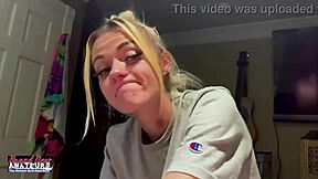 i watch this petite blonde finger her shaved pussy deep