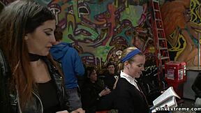 preacher’s teen gets wild group action outdoors in public fetish display