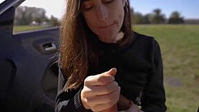 horny teen 18+ sucked me off during outdoor road trip in pov.