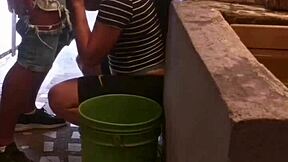 El primo me folla el culo hasta que deja su leche dentro cuando estoy lavando mi ropa, gaping and spreading my asshole.