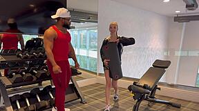 Breezy Bri fucks her trainer in an interracial scene.