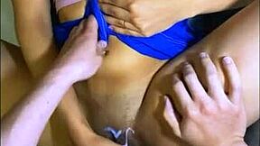 Exchange student stays with tutor, feels attraction, leads to cheating orgasm.