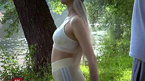 Petite blonde gets fucked and facialized after jogging