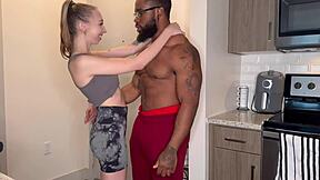 Breezy Bri fucks her trainer in an interracial scene.