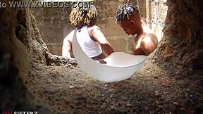 German babe bent over for hard outdoor cumshot action.