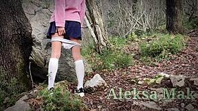 Teen Masturbates With Handjob and Cums Hard Outdoor in POV Scene