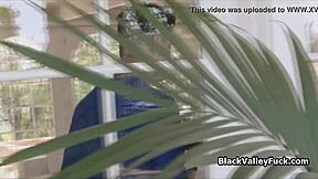 Nubian Princess Blows Big White Dick by Pool