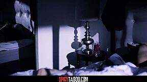 big tits teen stepdaughter sneaks into stepdad's bed for hardcore pussy fuck