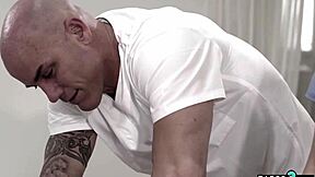 Teen tricked by masseuse into banging with creepy husband.