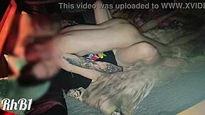 We had sex on a squeaky illuminated hotel bed, moaning with pleasure.