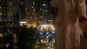 petite indian girlfriend masturbates outdoors in front of hotel window