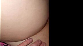chubby teen masturbates with glass dildo at home