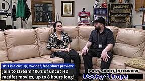 Mara Luv undergoes vibrator exam on shaved pussy with pierced nipples backstage