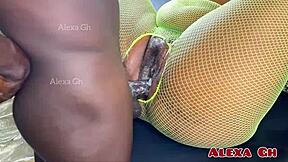 young ebony pounded hard with creampie