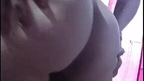 girlfriend touches herself more in costume, close up