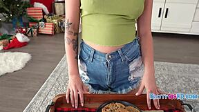 cute teen 18+ is wild for stepbro santa's milk in pov action with her big ass.