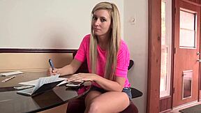 Lilly banks gets fucked doggystyle by daddy showing small tits and taking facial