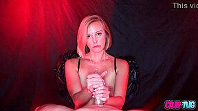 Blonde teen lovely lo gives a handjob in dark angles