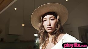 petite latina strips outdoors, revealing juicy tits