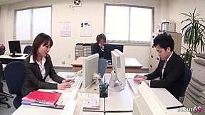 Japanese secretary indulges in solo masturbation at office toilet until orgasm