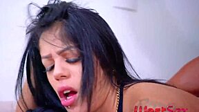 Skinny latina solves boy's problems with anal and blowjob quickie