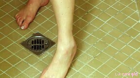 Gorgeous blonde teen 18+ feels shy after shower. Her petite frame on sofa melts my heart during interview.