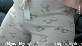 Pajama play with wet pussy fingering for bbw in stockings