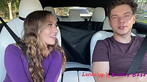 Sexy teen 18+ gets a facial after wild road trip banging