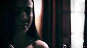 horny teen punished by girlfriends, tribbing and fucking in garage