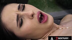 gorgeous petite 18+ alyssa bounty licks and masturbates rough on monster cock, cumming on pretty feet 😍