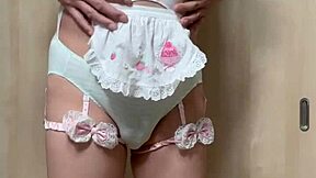 Japanese schoolgirl explores anal play with shiny buttplug and piercings