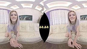 european czech babe masturbates with dildo in vr piss play