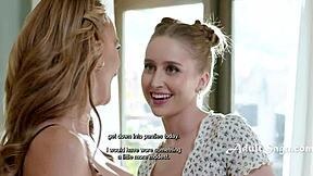 Laney grey measures then licks pristine edge and bianca bangs in lesbian group