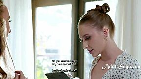 Laney grey measures then licks pristine edge and bianca bangs in lesbian group